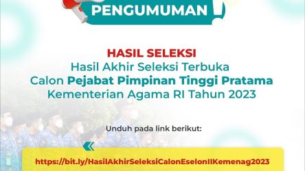 Pengumuman hasil seleksi calon pejabat pimpinan tinggi pratama (PPT) Kemenag. (Foto: Dok Kemenag)