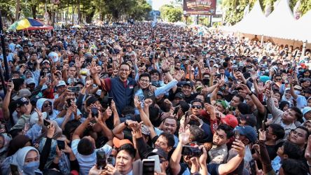 Pendukung Anies Baswedan - Muhaimin Iskandar (AMIN) pecah di Makasar. (Foto: Twitter @aniesbaswedan)