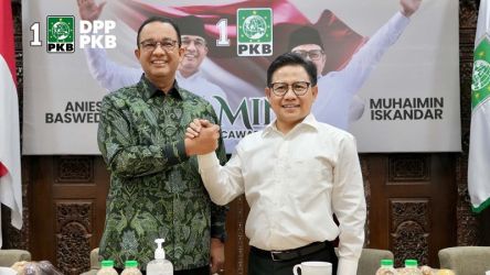 Bacapres Anies Baswedan berkunjung ke Kantor DPP PKB bersilaturami dengan Ketum PKB beserta jajaran sekaligus Bacawapres Muhaimin Iskandar. (Foto:  Twitter @DPP_PKB)