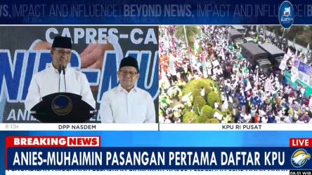 Pasangan bakal Capres dan Cawapres Anies Baswedan dan Muhaimin Iskandar menjadi pendaftar pertama pada hari ini. (Tangkapan Layar)