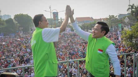 Pasangan Anies Baswedan-Muhaimin (AMIN) solid turun ke daerah. Sebaliknya tim Ganjar dan Prabowo masih sibuk sindir-sindiran. (Foto: Ist)