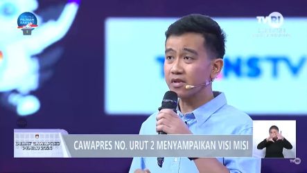 Cawapres nomor urut 2, Gibran Rakabuming Raka dalam debat Wapres. (Tangkapan Layar)