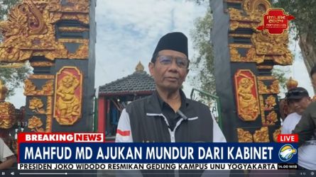 Mahfud MD mundur dari jabatannya sebagai Menko Polhukam. (TangkapanLayar MetroTV)