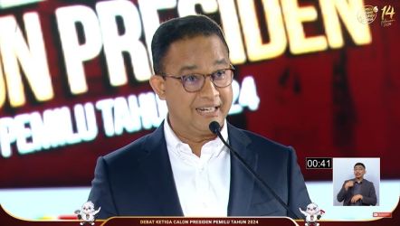 Capres nomor urut 1 Anies Baswedan di debat ketiga Capres dan Cawapres. (TangkapanLayar)