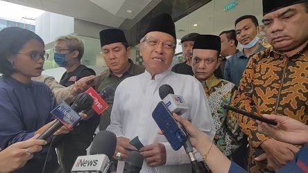 Mantan Ketum PBNU KH Said Aqil Siroj dukung pasangan AMIN. (Foto: Disway)