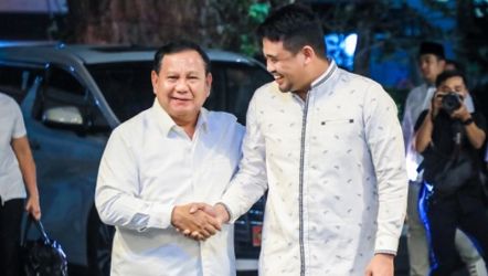 Ketum DPP Gerindra Prabowo Subianto dan Bobby Nasution. (Foto: Repro)