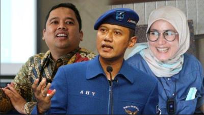 Kolase Ketum Demokrat AHY, Iti Jayabaya, Arief Wismansyah. [Foto: Repro/RMN]