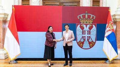 Ketua DPR RI Puan Maharani saat pertemuan bilateral dengan Ketua Majelis Nasional Serbia, Ana Brnabic di Gedung Parlemen Serbia. [Foto: Ist/DPR RI]