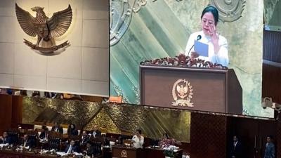 Ketua DPR Puan Maharani terlihat menangis dalam Rapat Paripurna terakhir periode 2019-202. [Foto: Repro]