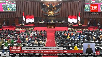 Pelantikan Anggota DPR RI Periode 2024-2029. [Foto: Repro]