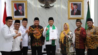 Menag Nasaruddin Umar saat menerima audensi PERTI. [Foto: Kemenag/RMN]