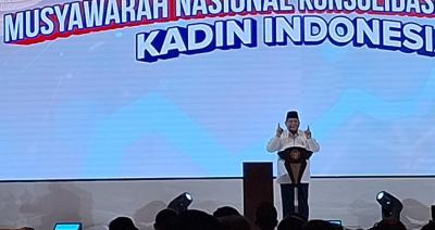 Presiden Prabowo Subianto dalam acara Munas Kadin. [Foto: Repro/RMN]