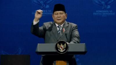 Presiden Prabowo Subianto di acara penutupam Kongres Partai Demokrat. -- Tangkapan Layar -