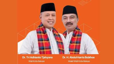 Walikota Bekasi Tri Adhianto dan Wakilnya Abdul Harris Bobihoe - Repro -