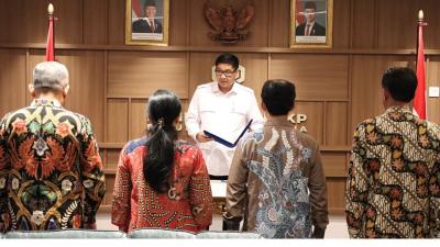 Menteri Perumahan dan Kawasan Permukiman (PKP) Maruarar Sirait melantik empat Pejabat Tinggi Pratama di lingkungan kementeriannya, Rabu (6/8/2025)  - Dok Kementerian PKP -
