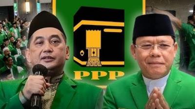 Agus Suparmanto (kiri) dan  Muhamad Mardiono (kanan) saling mengklaim terpilih secara aklamasi sebagai Ketua Umum PPP. - Repro -