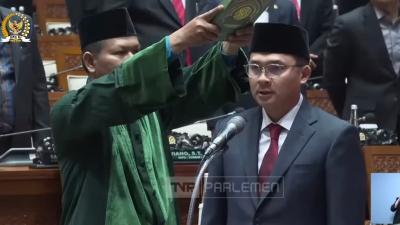 Fauqi Hafidexo resmi mengisi kursi Fraksi PKB Daerah Pemilihan Jawa Tengah I menggantikan almarhum Alamuddin Dimyati Rois. - Tangkapan Layar TV Parlemen -