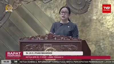 Ketua DPR RI Puan Maharani  menutup masa persidangan II DPR RI tahun 2025–2026 - Tangkapan layar TV Parlemen -