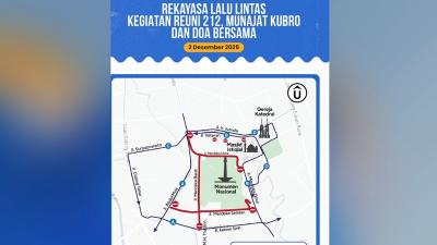 Rekyasa lalu litas jelang Reuni 212 di Monas, sore ini. - Dok Dishub DKI Jakarta -