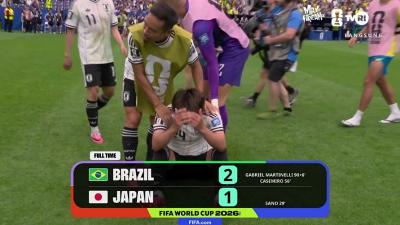 Brasil berhahasil mengalahkan Jepang 2-1. Gol Martineli di injury time memupuskan harapan samurai biru lolos 32 besar - TVRI -