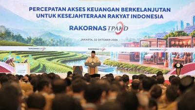 Presiden Prabowo Subianto saat membuka Rapat Koordinasi Nasional Rakornas TPAKD 2026 di JIExpo Convention Centre, Kemayoran, Jakarta, Kamis (22/10/2026). - Setkab RI -