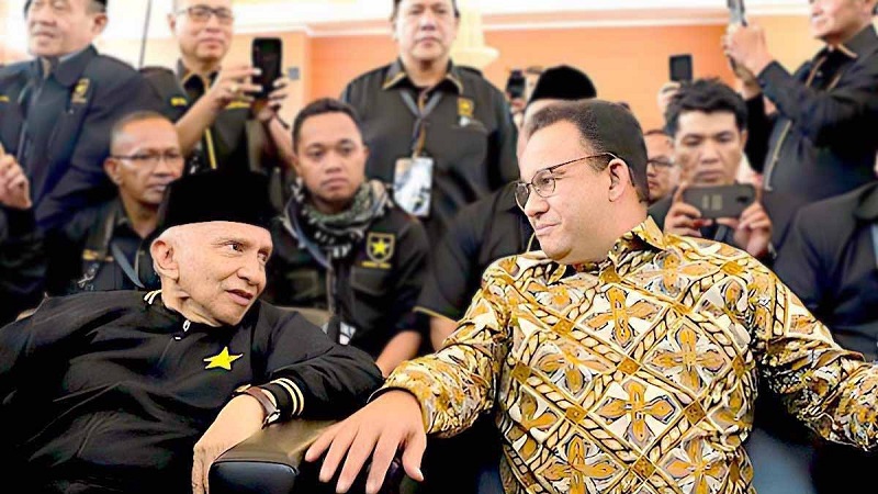 etua Majelis Syuro Partai Ummat, Amien Rais bersama bakal calon Presiden Anies Baswedan/Repro