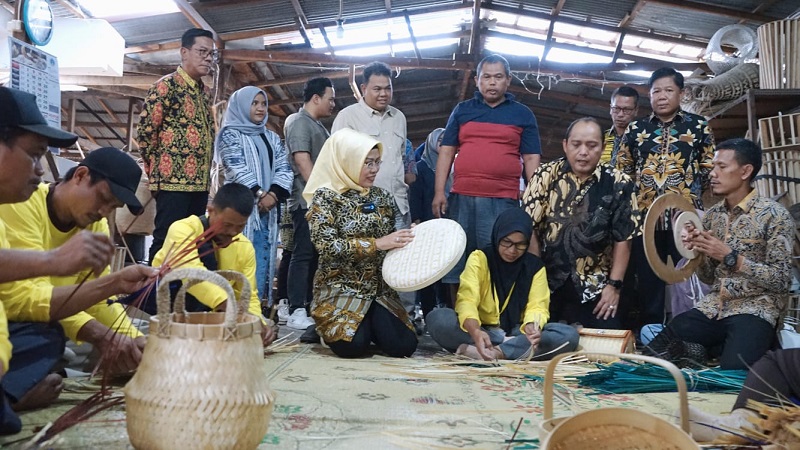 Bupati Serang Ratu Tatu Chasanah saat meninjau UMKM kerajinan (Foto: Ist)