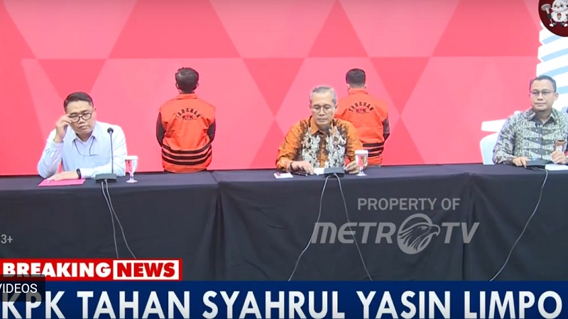 Rilis penahanan Mantan Mentan Syahrul Yasin Limpo oleh KPK. (Foto: Repro)