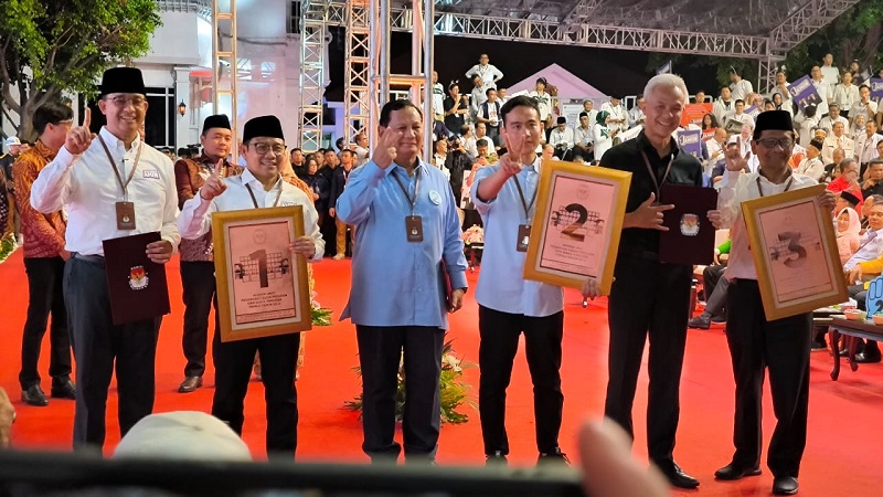 Nomor urut capres cawapres di Pilpres 2024. (Foto: Disway)