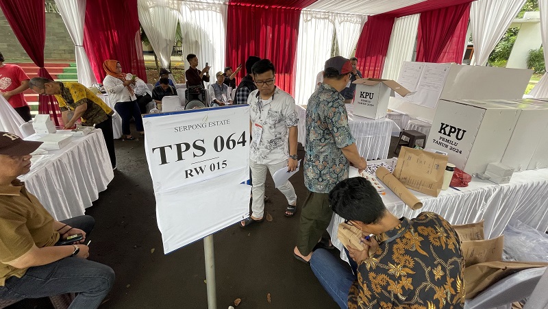 Suasana penghitungan suara di TPS 064 Perumahan Serpong Estate Tangsel. (Foto: Angga/RMN)