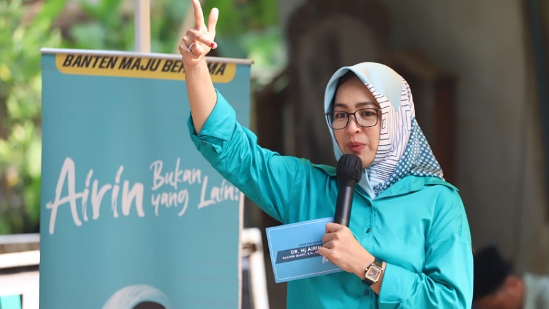 Bacagub Banten Airin Rachmi Diany mendpt dukungan Projo di Pilgub Banten. (Foto: AMR/RMB)