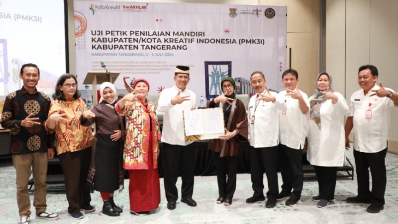 Pj Bupati Tangerang Andi Ony saat menerima delegasi Penilaian Mandiri Kabupaten/Kota Kreatif Indonesia (PMK3I). (Foto: Dok Pemkot)