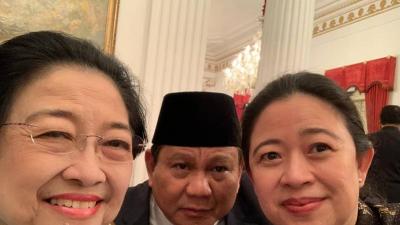 Presiden ke-5 Megawati Soekarnoputri, Presiden Prabowo Subianto, dan Ketua DPR RI Puan Maharani dalam satu kesempatan. [Foto: Repro/RMN]