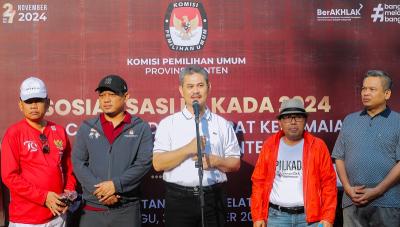 Pj Walikota Tangsel Tabrani mengajak masyarakat di Kota Tangsel berperan aktif menggunakan hak pilih di Pilkada Banten 2024. [Foto: Dok Pemkot/RMB]