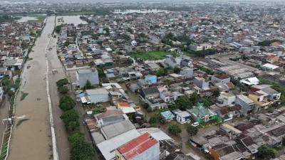 Pantauan drone memperlihatkan banjir di Kecamatan Priuk - Foto: Dok Pemkot Tangerang -