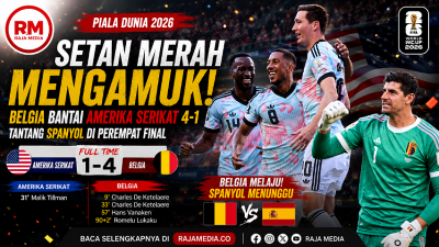 Amerika Serikat harus mengakhiri kiprahnya di Piala Dunia 2026 setelah kalah telak 1-4 dari Belgia di babak 16 besar - RMNI -
