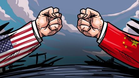 Ilustrasi ketegangan Amerika Serikat vs Tiongkok di Laut Tiongkok Selatan.--