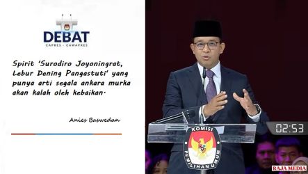 Capres nomor urut 1, Anies Baswedan saat debat Capres kelima atau terakhit. (Foto: Repro)