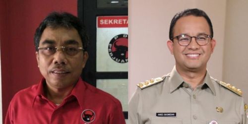 Kolase Ketua Fraksi PDIP Gembong Warsono dengan Gubernur DKI Jakarta Anies Baswedan/Repro