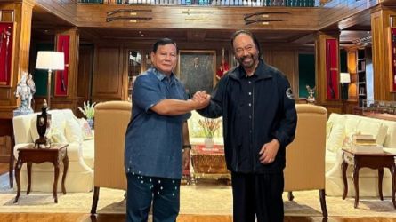 Ketum Gerindra Prabowo Subianto bertemu Ketum Nasdem Surya Paloh di Padepokan Garuda Yaksa, Hambalang, Kabupaten Bogor, Minggu 5 Maret 2023/Repro -Instagram/@adityawilly-
