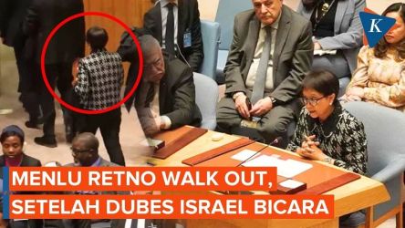 Menlu Retno Marsudi walk out saat Dubes Israel bicara dalam sidang DK PBB. (Foto: Kompas.com)