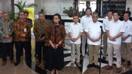 Menteri Keuangan Sri Mulyani menerima tim Gugus Tugas Sinkronisasi Prabowo-Gibran. (Foto: IST/RMN)